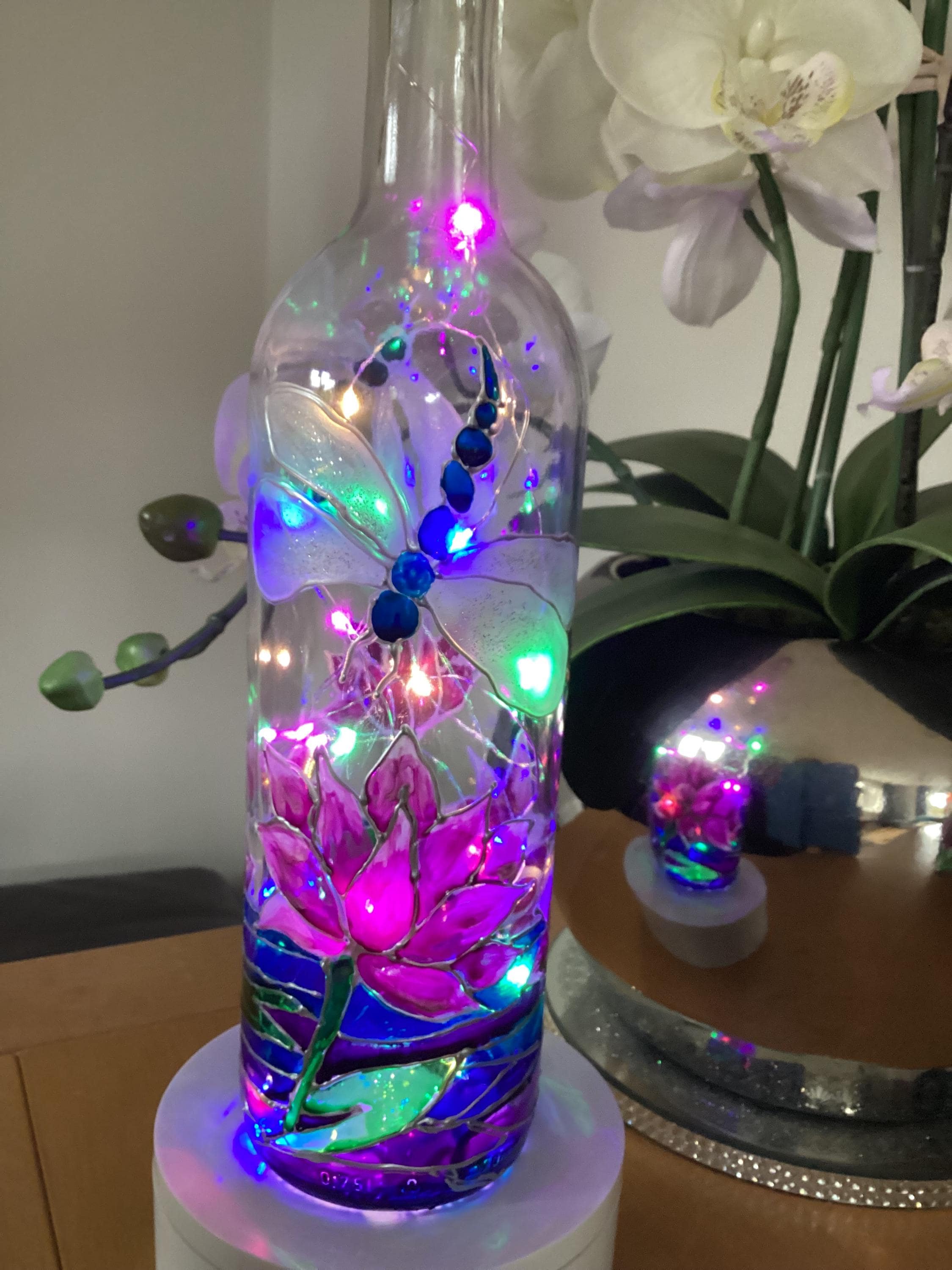 Botella Luminosa Con Grabado Personalizado - Cadena De Luces - Funciona