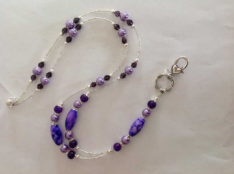 Purple lightweight beaded breakaway lanyard for ID badge security pass holder badge holder work lanyard colleague Workmate gift