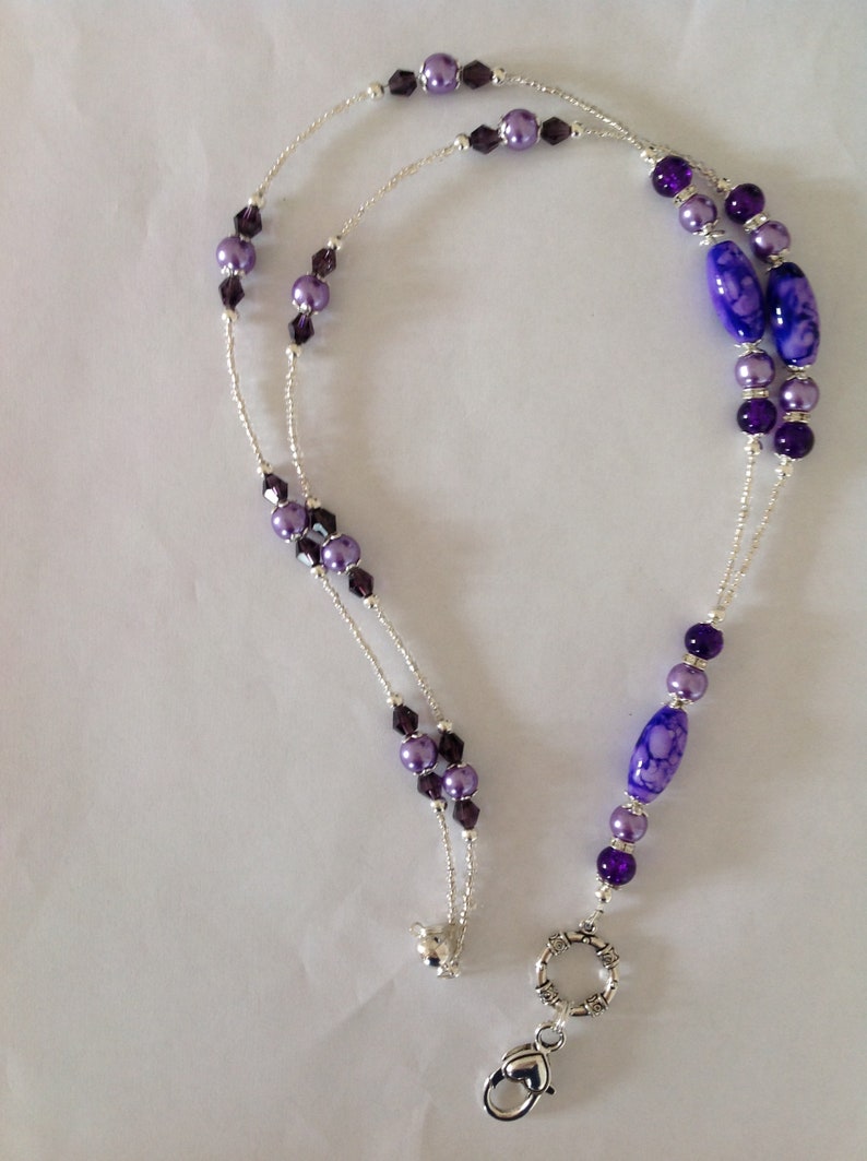 Purple lightweight beaded breakaway lanyard for ID badge security pass holder badge holder work lanyard colleague Workmate gift
