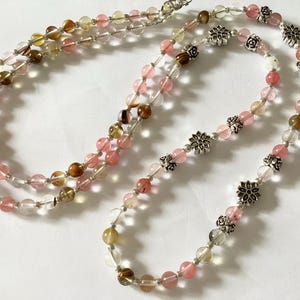 Long tigers skin glass Beaded Necklace: Flapper Style
