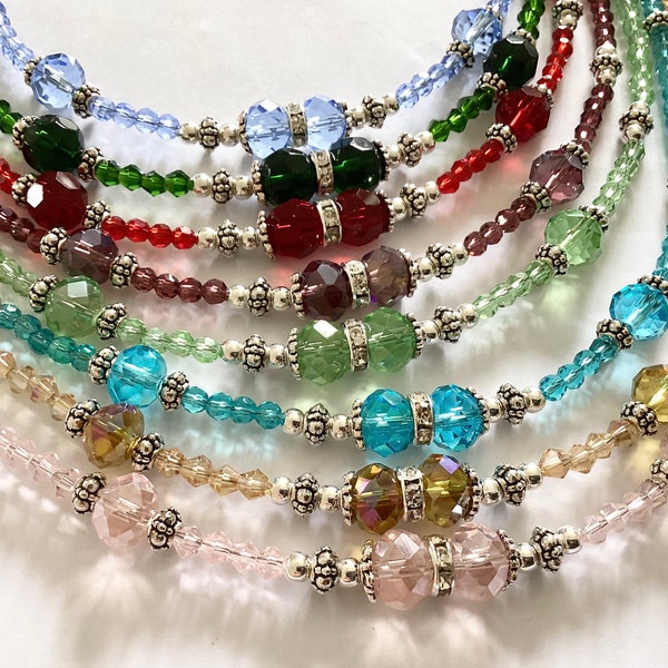 Crystal  glass choker necklace  many colours sparkly statement beaded handmade fashion necklace