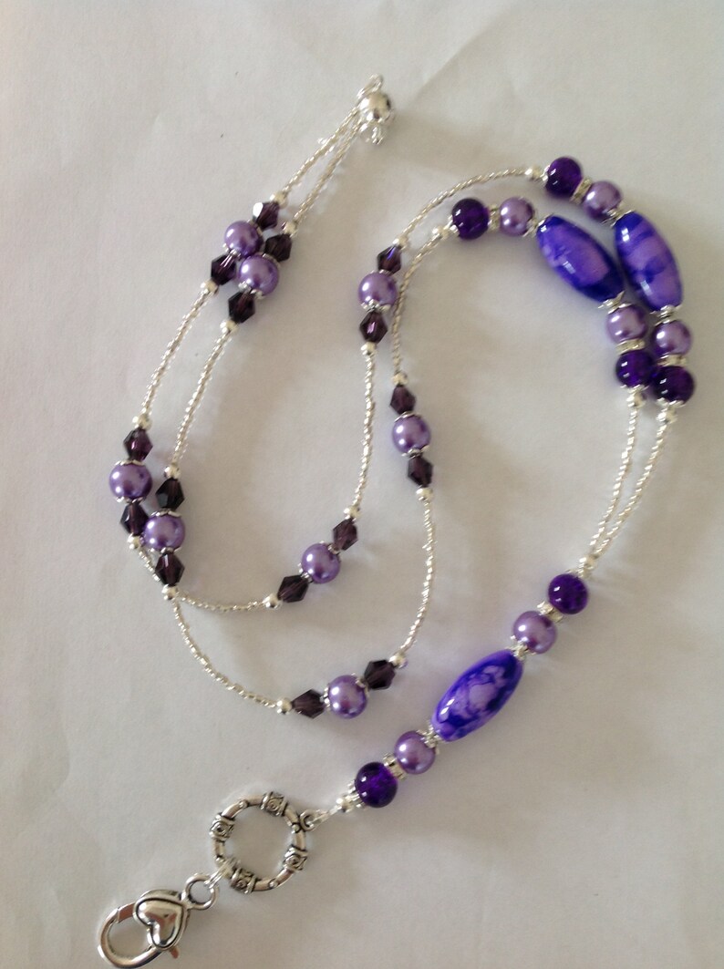Purple lightweight beaded breakaway lanyard for ID badge security pass holder badge holder work lanyard colleague Workmate gift
