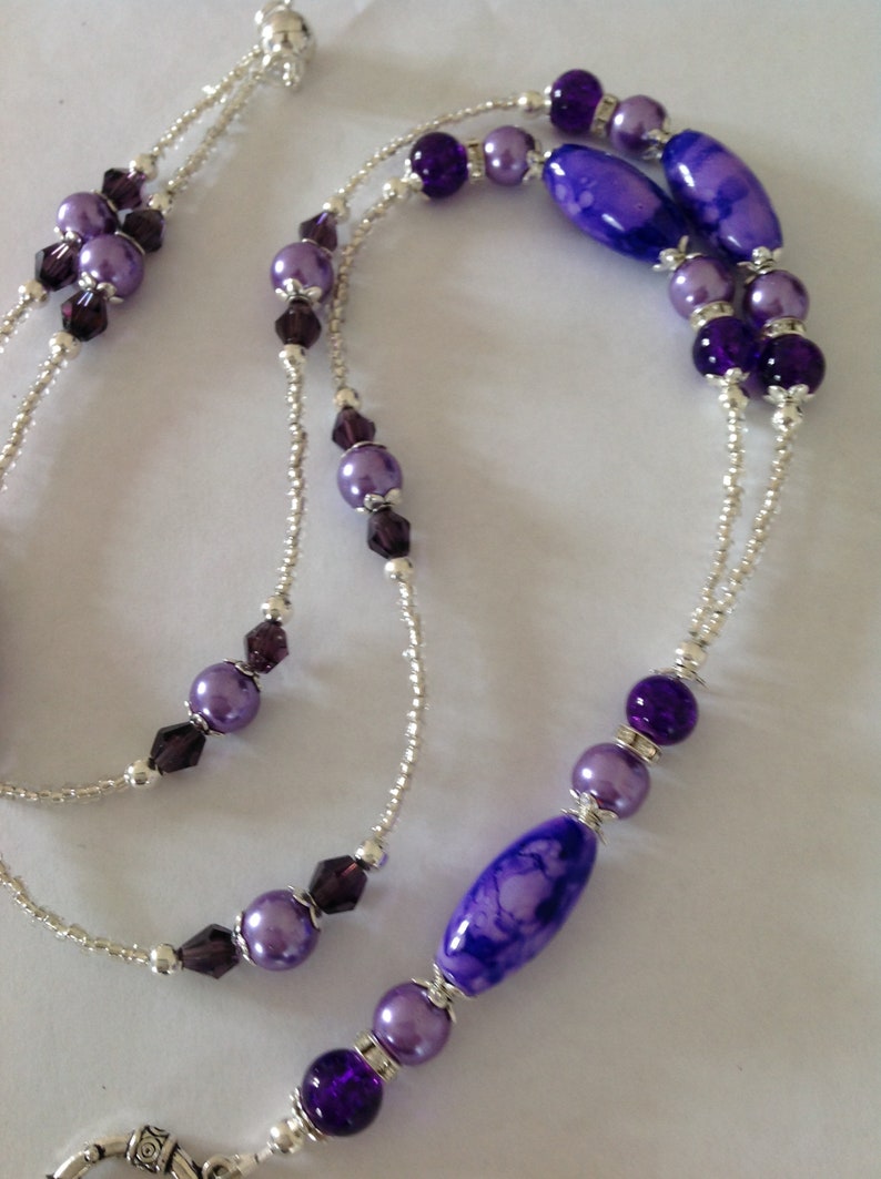 Purple lightweight beaded breakaway lanyard for ID badge security pass holder badge holder work lanyard colleague Workmate gift