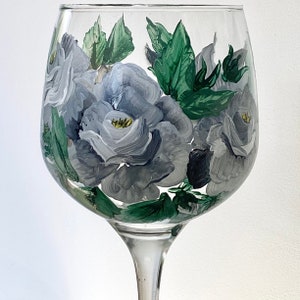 Hand Painted Floral Gin Balloon Glass: Large 750cc Cocktail Glass