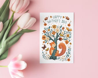 Mother’s Day Squirrel Card|Cute Fox Mom Card|Funny Squirrel Lover Gift| Squirrel Themed Mother’s Day|illustration Greeting Card