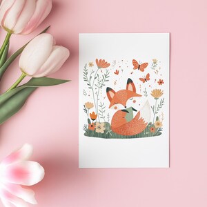 Carte renard fête des mères|Carte maman renard mignonne|Cadeau amusant pour amoureux du renard| Anniversaire grenouille | Carte de voeux pour la fête des mères sur le thème du renard | illustration