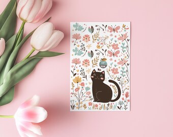 Mother’s Day Black Cat Card|Cute Cat Mom Card|Funny cat Lover Gift|Mom Birthday|Cat Themed Mother’s Day|illustration Greeting Card