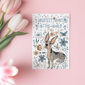 Great dane-kaart Moederdag|Schattige hond moederkaart|Funny Deen Lover cadeau|Verjaardagskaart moeder|Moederdag met hondenthema|illustratiewenskaart