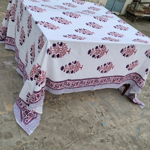 Floral Indian Block Print Cotton Tablecloth