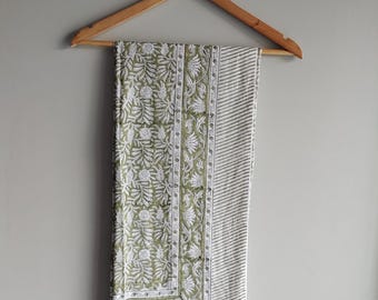 Hand Block Printed Cotton Sarong: Beach Coverup, Party Scarf