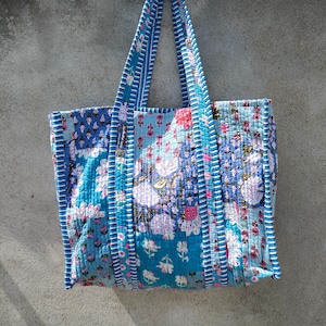 Sac fourre-tout matelassé en coton fait main : sac ethnique imprimé