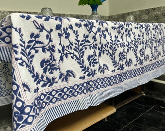 Hand Block Printed Cotton Round And Rectangular Tablecloth