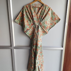 Cotton Kaftan Indian Floral Kaftan Long Caftan Dress For to be Moms Beach Cover up Sleepwear Indian Kaftan Maxi Dress Bikini Cover Up Kaftan