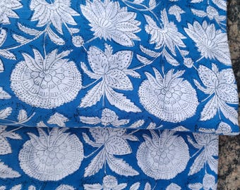 Orange Rosa Blumen Baumwollstoff: Hand Block Print Schneider Material