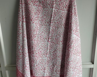 Hand Block Print Cotton Sarong: Light Pink Floral Beach Cover-Up