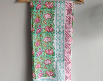 Hand Block Print Cotton Sarong: Indian Beach Wrap