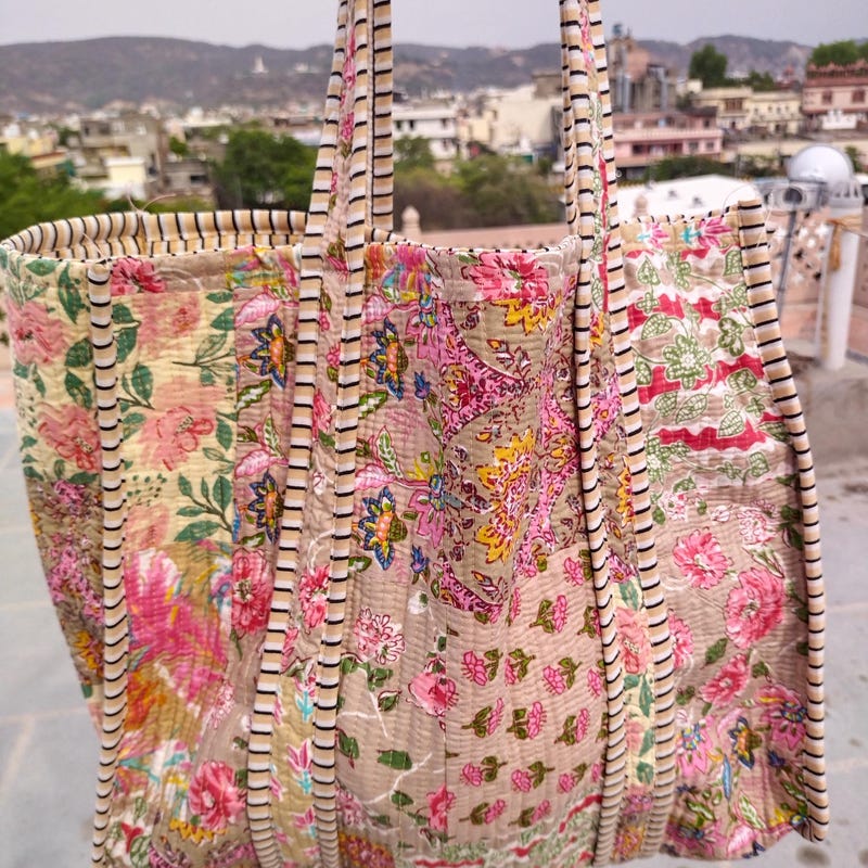 Handmade Patchwork Tote Bag, Indian Making Quilted Tote Bags, Eco Friendly Boho Shopper Bags,Vintage Shoulder Bag, Women's Carry Bag