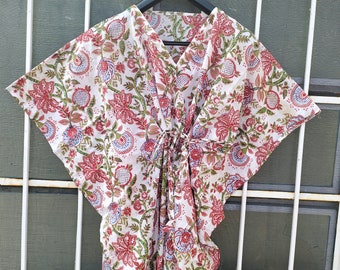 Neuer mehrfarbiger Kaftan, indischer weicher Baumwollkaftan, Maxikleid, Strandvertuschung, Brautjungferngeschenk, Kaftan für Frauen, Nachtwäschekleid