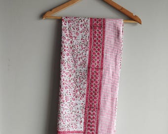 Indian Hand Block Print Sarong, Cotton Beach Cover Up, Boho Wrap Skirt, Resort Wear