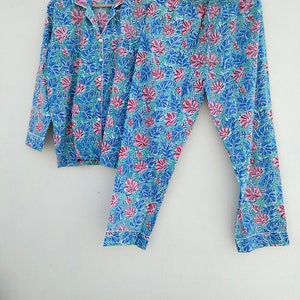 Women&#39;s PJ Set, Cotton Pyjamas, Ladies Pyjamas, Women&#39;s Pajamas, Gift for her, Mother&#39;s Day Gift, Block Print PJ Set, Summer PJs