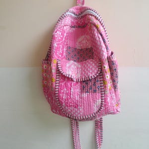 Indian Patchwork Quilted Cotton Backpack: Travel, School, or Leisure
