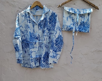 Hand Block Print Cotton Pajama Set: Indian Night Suit
