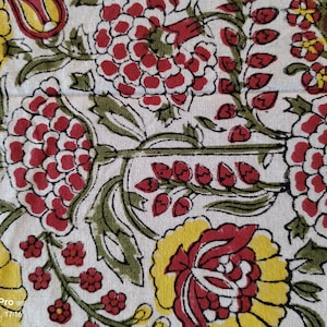 Sage Green Floral Tablecloth: Hand Block Printed Cotton