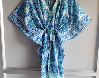 Katoenen kaftanjurk-Maxijurk-Zomerjurk-Strandkleed-Nachtkleding-Bikinikleed