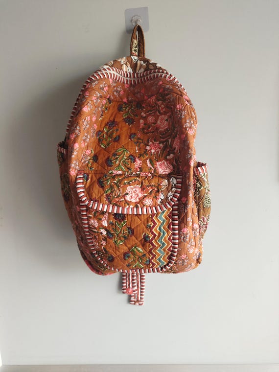 Cotton Patchwork Quilted Backpack: Reversible Bohemian Tote Bag