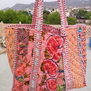 Handgemachte Patchwork Tragetasche, indische Herstellung gesteppte Tragetaschen, Eco freundliche Boho Shopper Taschen, Vintage Schultertasche, Damen Tragetasche