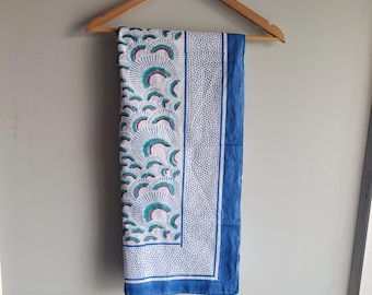Hand Block Printed Cotton Sarong: Boho Beach Wrap, Lightweight Scarf