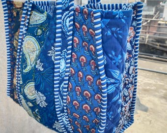 Handgemachte Baumwolltasche mit Blockprint: Gesteppte Umhängetasche