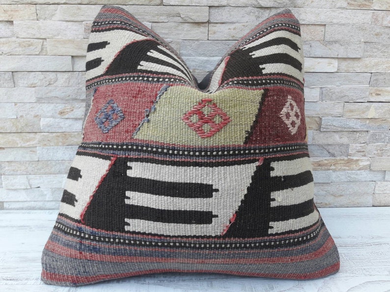 Kilim Pillow 16x16inch 40x40cm Vintage Kilim Pillow Kilim Cushion Bohemian Pillow Handwoven Pillow Cushion Cover