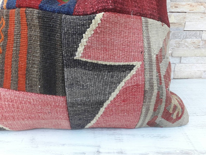 Patchwork Pillow Cover 18\u00d718 inches Turkish Sofa Pillow Cover Home Decor Pillow Turkish Kilim Patchwork Pillow Home Design Kilim Pillow