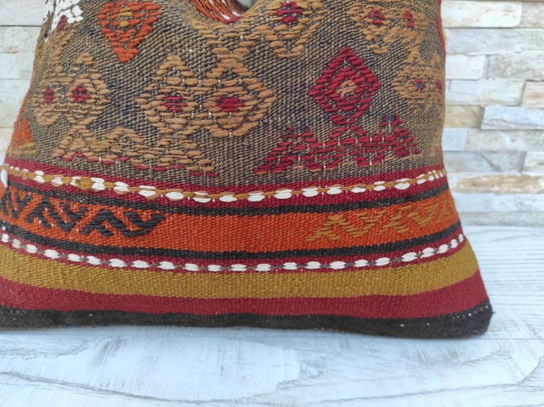 Kilim Pillow 16x16inch 40x40cm Vintage Kilim Pillow Kilim Cushion Bohemian Pillow Handwoven Pillow Cushion Cover