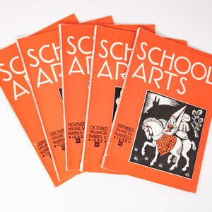 Selection of &quot;School Arts&quot; magazine, creativity, arts and crafts, сю 1936-1937, vintage magazine for schools