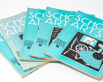Selection of 1937 &quot;School Arts&quot; magazine, creativity, arts and crafts, vintage magazine for schools