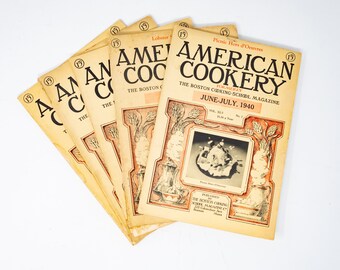 Selection of 1940 American Cookery magazine, lifestyle and recipes, The Boston Cooking School magazine