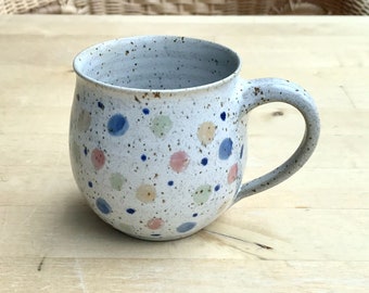 bulbous ceramic cup in 2 sizes, approx. 250 + 400 ml, coffee mug, tea cup hand-made, confetti