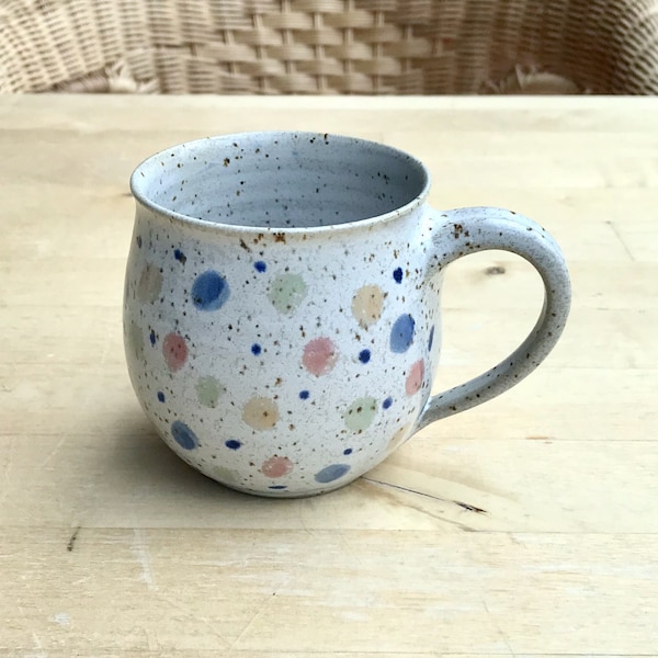 bulbous ceramic cup in 2 sizes, approx. 250 + 400 ml, coffee mug, tea cup hand-made, confetti