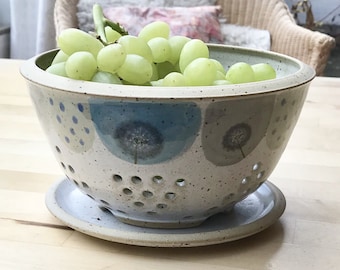 medium-sized fruit sieve - colander with plate