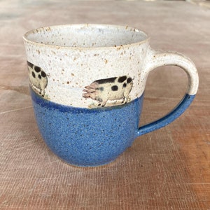 Ceramic mug, hand-thrown, approx. 250ml, with pig