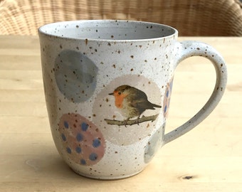 Ceramic mug robin, great tit and bullfinch