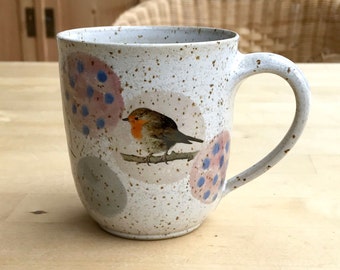 Mug with robins, blue tits, bullfinches