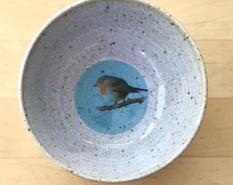 small bowl with robin