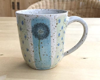 Coffee mug, tea cup hand-made with dandelions, approx. 250ml