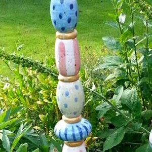 Handcrafted ceramic garden stele, frost-resistant, modern garden sculpture, weatherproof, garden decoration ceramic stele No. 53 - delivery WITHOUT stake image 3