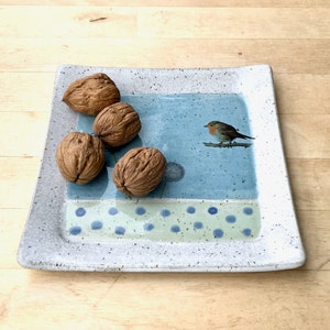 Breakfast board/plate with robins and dandelions image 3