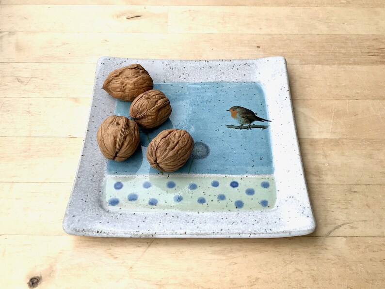 Breakfast board/plate with robins and dandelions image 3