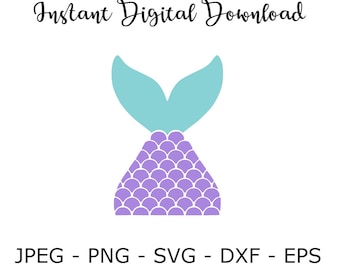Mermaid Tail Fin Mystical SVG DXF Png Vector Cut File Cricut Design Silhouette Vinyl Decal Stencil Template Heat Transfer Iron On